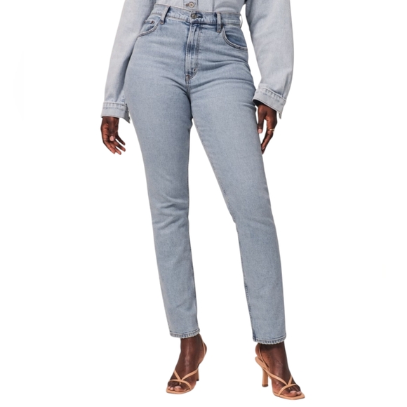 Abercrombie & Fitch Curve Love '90s Slim Straight Ultra High Rise Jean 28 6 - Picture 15 of 15